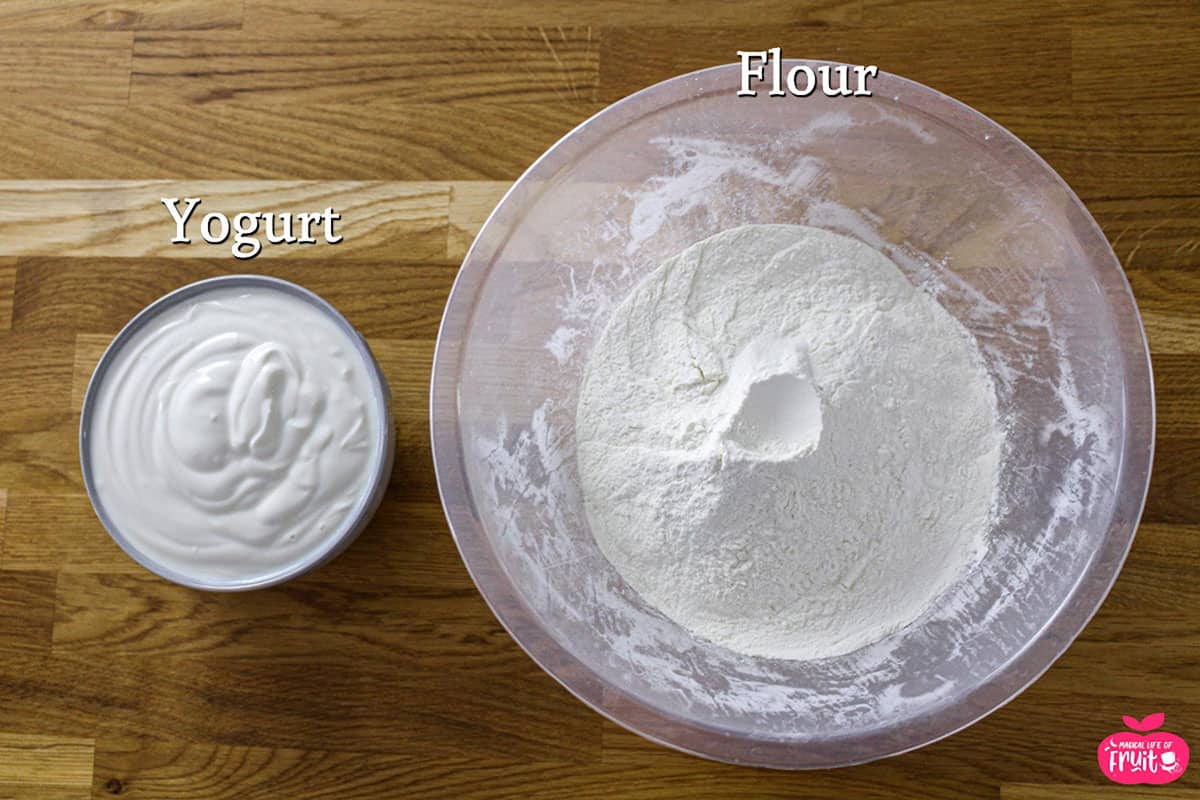 Yogurt & flour for vegan burger buns.