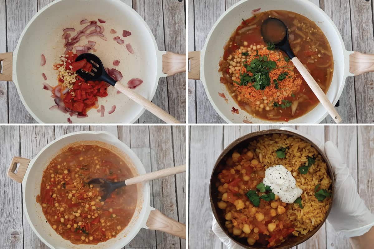 The process of making Creamy Chickpea And Lentil Curry.