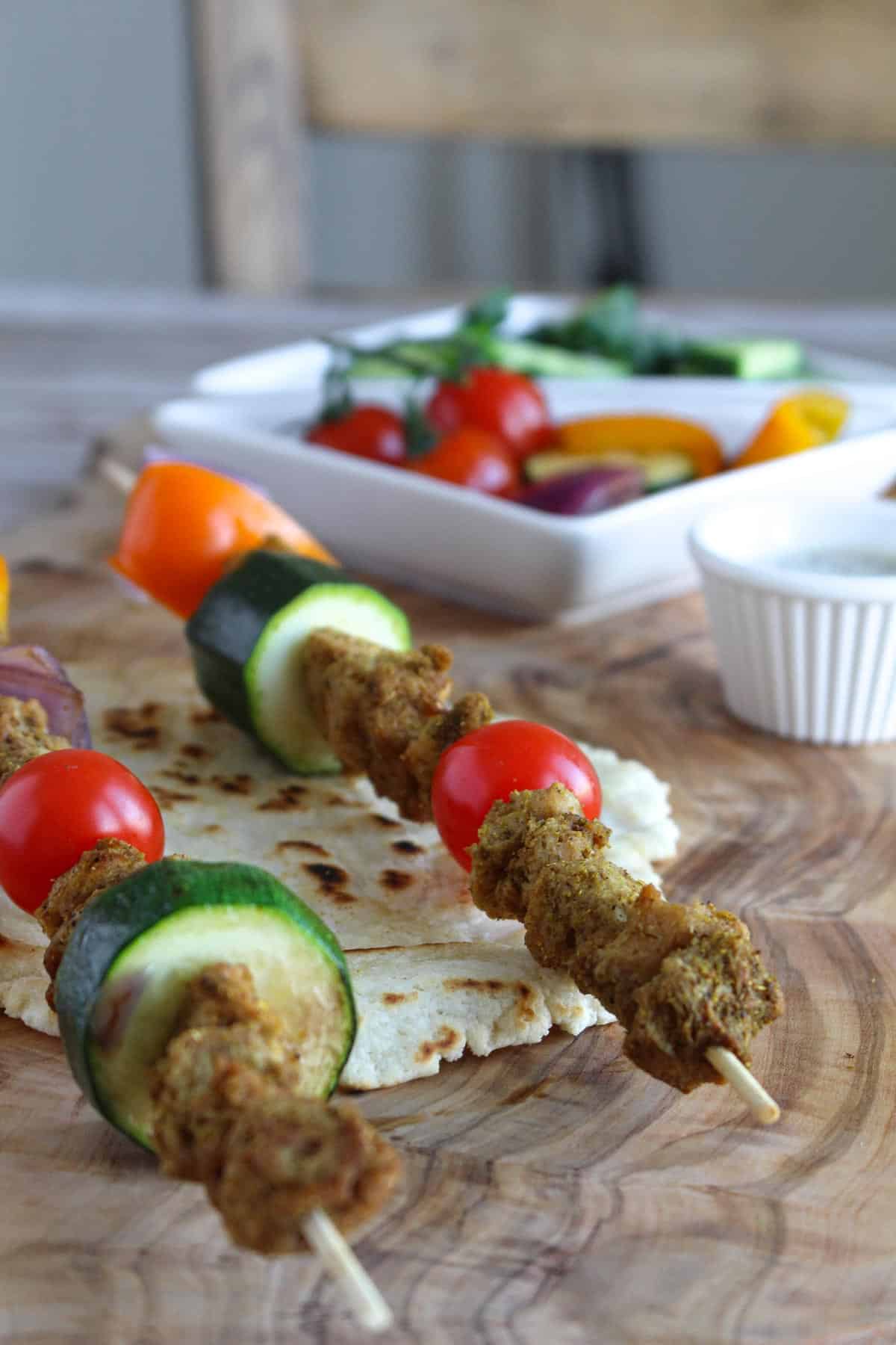 Easy Vegan Souvlaki closeup.