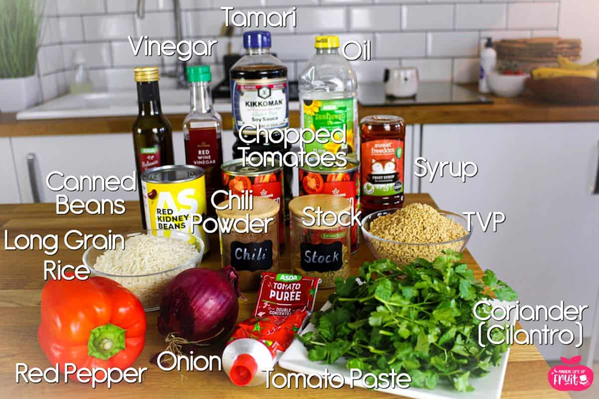 Ingredients for 5 Minute One Pot Vegan Chili.
