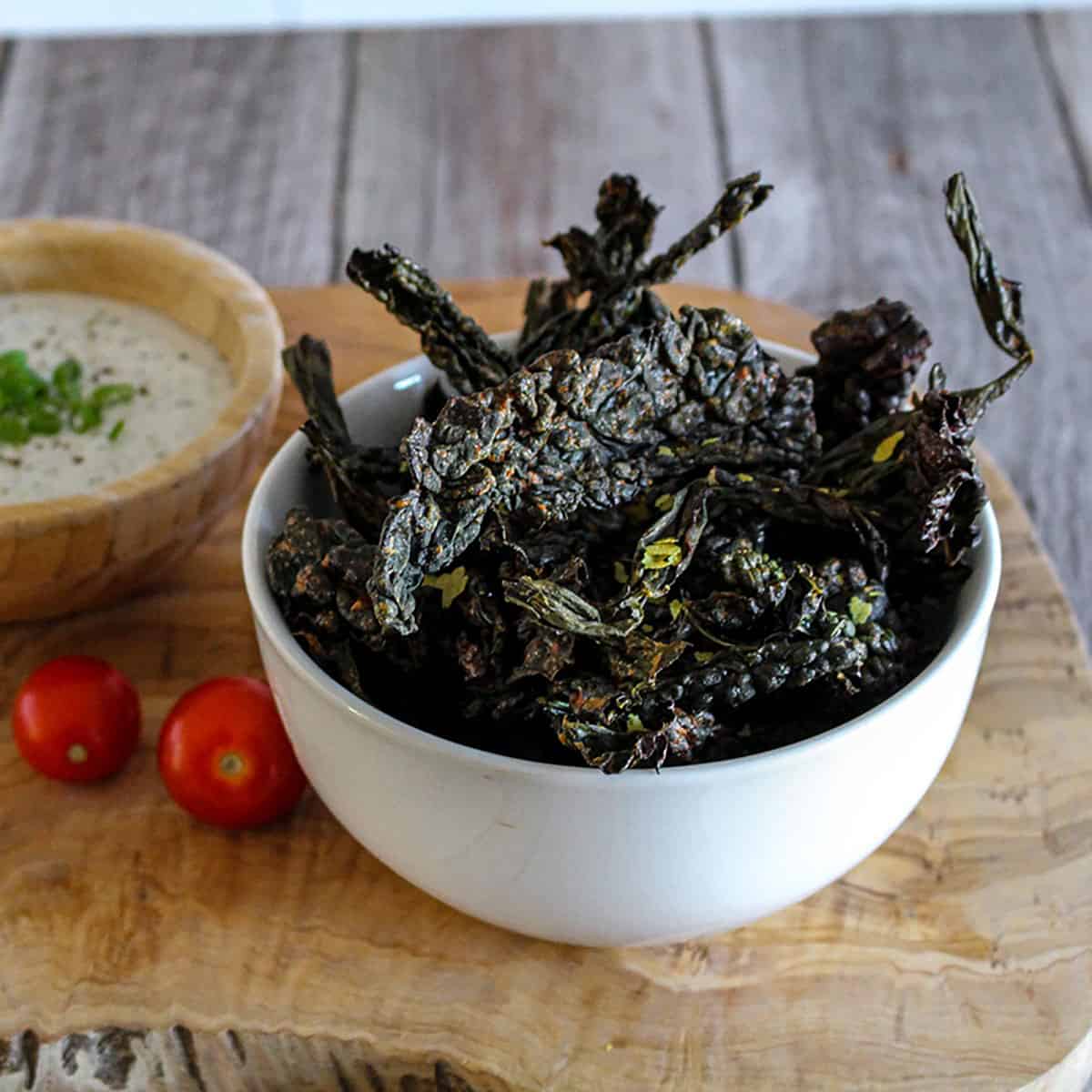 Nacho Cheese Baked Kale Chips.