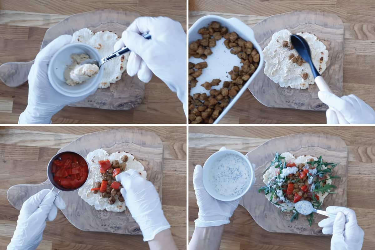 The process of making Vegan Chicken Shawarma.