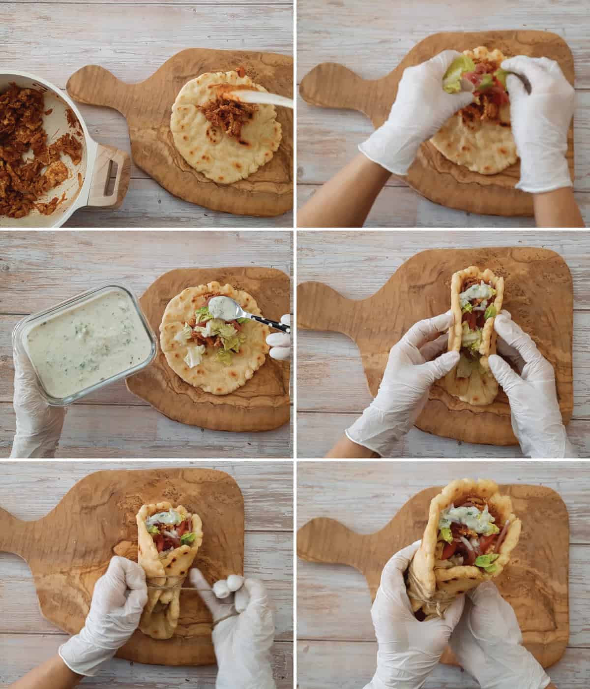 The process of making Vegan Gyro.